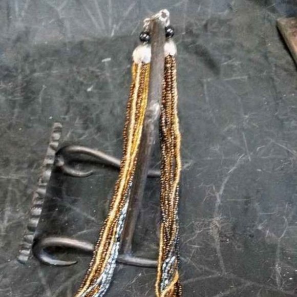 VINTAGE 12 STRAND GLASS SEED BEADS CHOKER NECKLACE 1950S - Picture 3 of 6